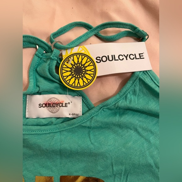 NWT Women's SOULCYCLE Find Your Soul Flowy Palm Tree Aqua Green Tank Size XS $52 - Picture 2 of 4